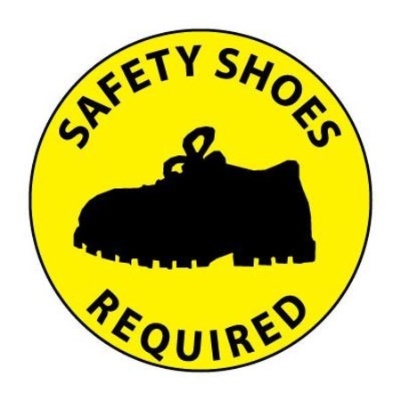 NATIONAL MARKER CO Walk On Floor Sign - Safety Shoes Required WFS32